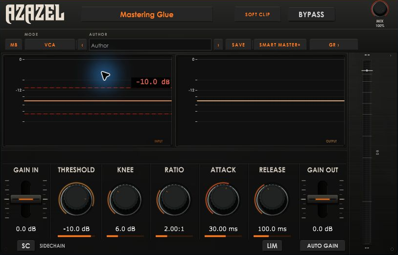VisualComp 2.45 compact interface with its EQ and gain-reduction panels closed